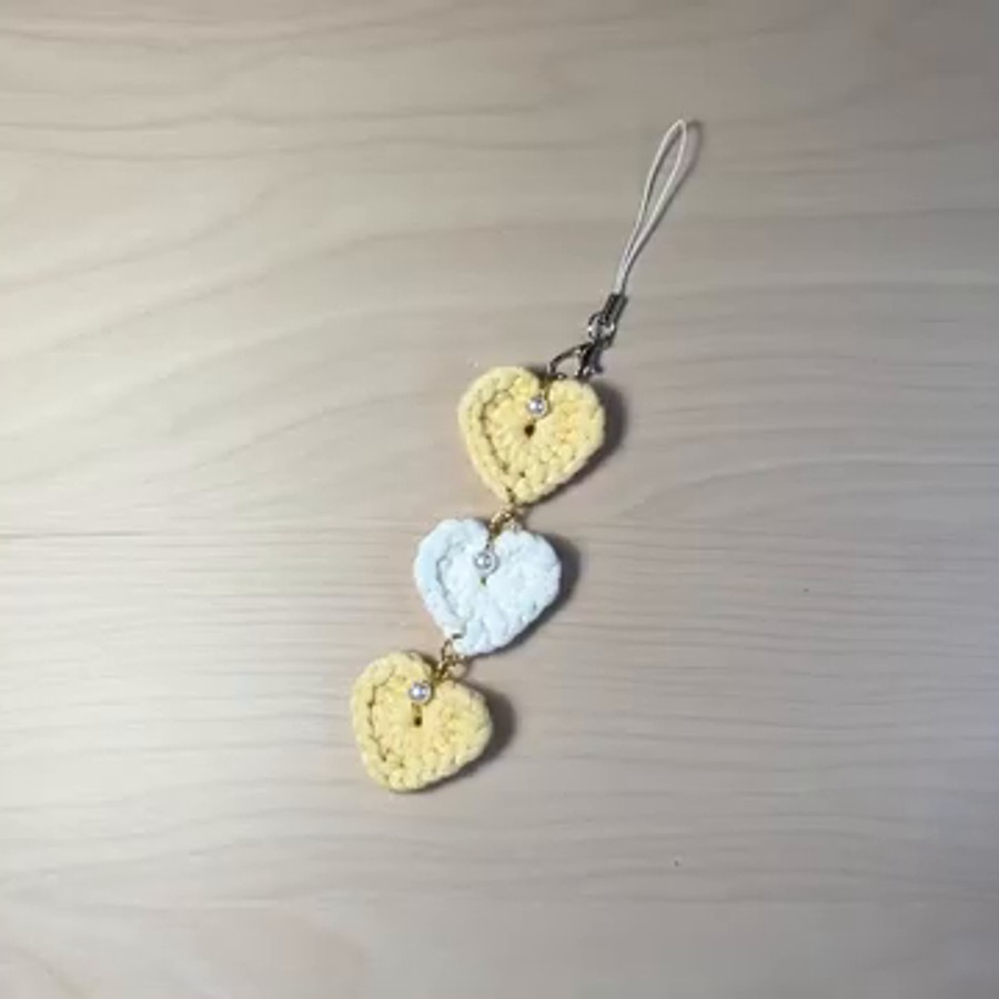 Three-Heart Crochet Charm